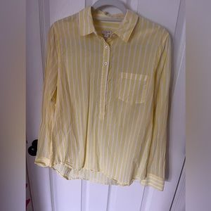 Yellow and White Striped JCrew Collard Tunic